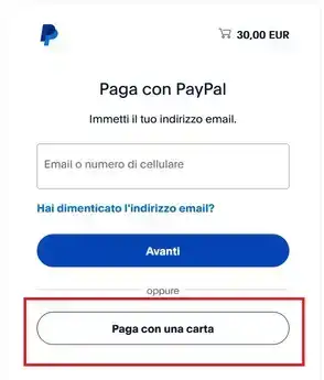 Paga con carta Paypal paga con carta